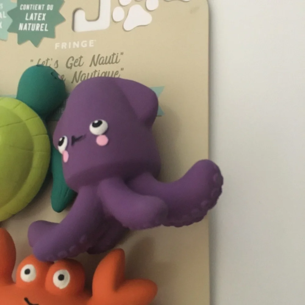 Dog Toys Mini Squeaky Latex Fetch and Play NEW Fringe “Let’s Get Nauti”